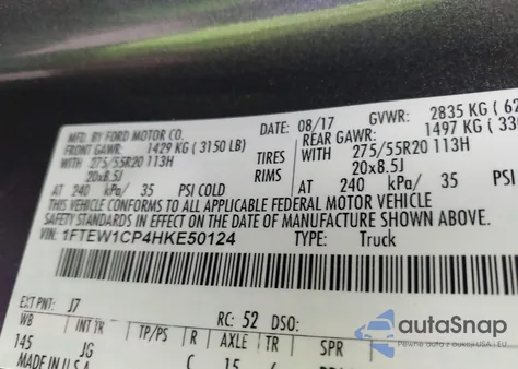 2017 Ford F-150 Xl z USA, uszkodzony, nr VIN 1FTEW1CP4HKE50124